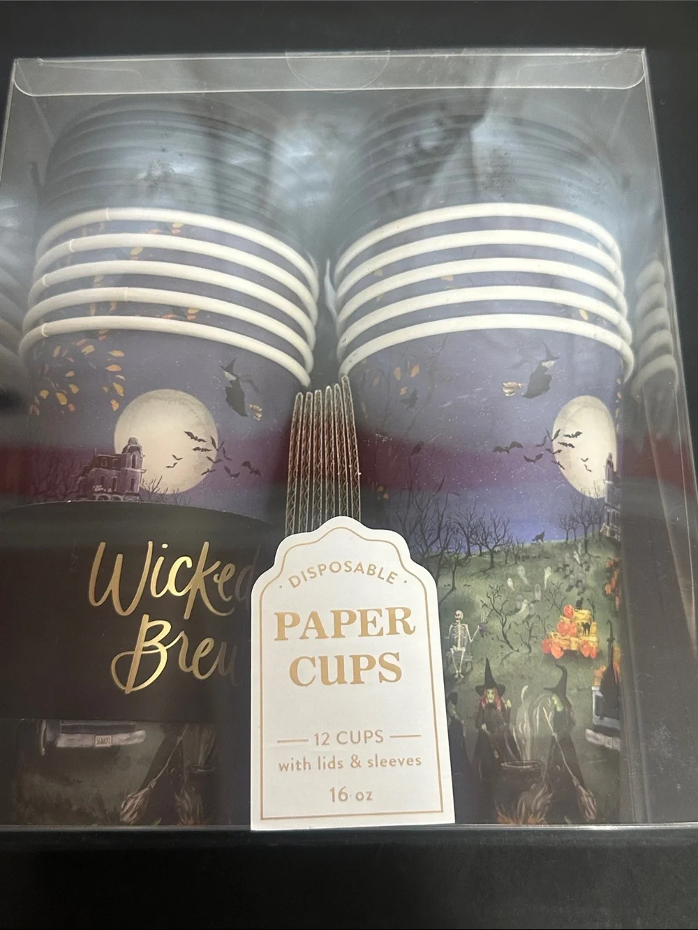 Halloween “wicked brew” disposable coffee paper cups set of 12